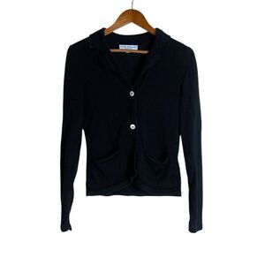 Peter England black knit‎ collared cardigan
